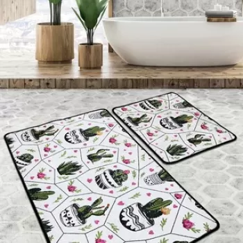 Set covoras de baie (2 bucati), Chilai, Glauce Djt, Poliester, Multicolor imagine