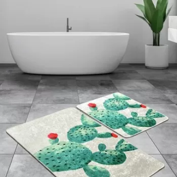 Set covoras de baie (2 bucati), Chilai, Green DJT, Micropoliamida, Multicolor imagine