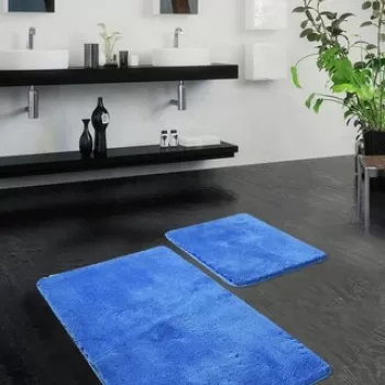 Set covoras de baie (2 bucati), Chilai, Havai, Fibre acrilice, Albastru imagine