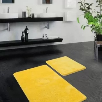 Set covoras de baie (2 bucati), Chilai, Havai, Fibre acrilice, Galben imagine