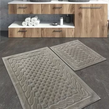 Set covoras de baie (2 bucati), Chilai Home by Alessia, Bambi, Bumbac, Bej imagine