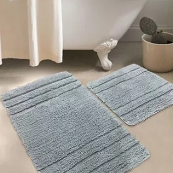 Set covoras de baie (2 bucati), Chilai Home, Elena, Bumbac, Gri imagine