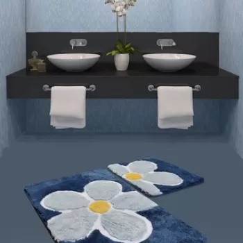 Set covoras de baie (2 bucati), Chilai Home, Flower, Fibre acrilice, Multicolor imagine