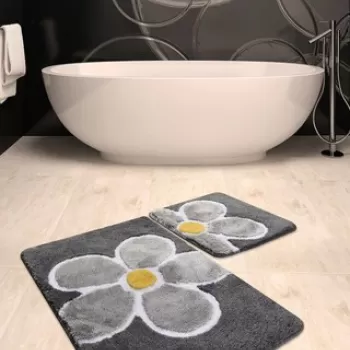Set covoras de baie (2 bucati), Chilai Home, Flower, Fibre acrilice, Multicolor imagine