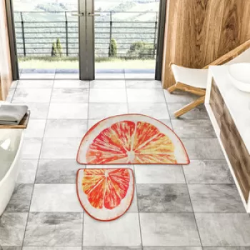 Set covoras de baie (2 bucati), Chilai Home, Greyfurt Djt, Poliester, Multicolor imagine