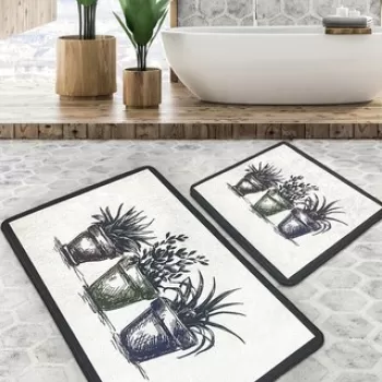 Set covoras de baie (2 bucati), Chilai Home, Koule, Poliester, Multicolor imagine