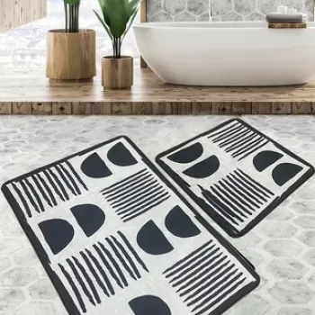 Set covoras de baie (2 bucati), Chilai Home, N?gra, Poliester, Multicolor imagine