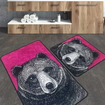 Set covoras de baie (2 bucati), Chilai Home, Rincha, Poliester, Multicolor imagine