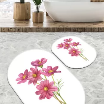 Set covoras de baie (2 bucati), Chilai Home, Sitivo Djt, Poliester, Alb imagine