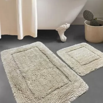 Set covoras de baie (2 bucati), Chilai Home, Wolle, Bumbac, Gri imagine