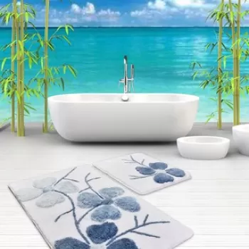 Set covoras de baie (2 bucati), Chilai, K?rcice?i, Fibre acrilice, Multicolor imagine