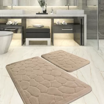 Set covoras de baie (2 bucati), Chilai, Lino, Bumbac, Multicolor imagine