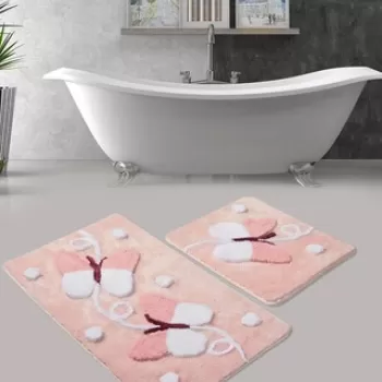 Set covoras de baie (2 bucati), Chilai, Mari, Fibre acrilice, Multicolor imagine