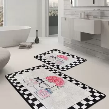 Set covoras de baie (2 bucati), Chilai, Parfume, Catifea, Multicolor imagine