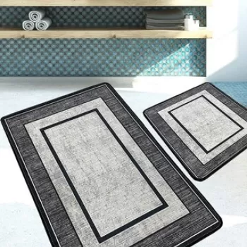 Set covoras de baie (2 bucati), Chilai, Patra, Poliester, Multicolor imagine