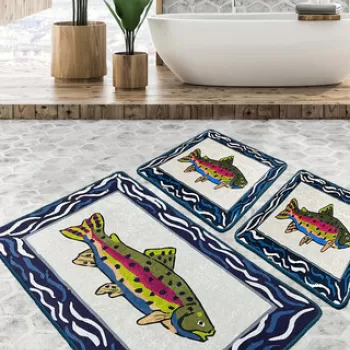 Set covoras de baie (2 bucati), Chilai, Pescado, Catifea, Multicolor imagine