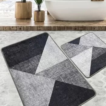 Set covoras de baie (2 bucati), Chilai, Phell v2, Poliester, Gri imagine