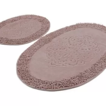 Set covoras de baie (2 bucati), Chilai, Piante Oval, Bumbac, Multicolor imagine