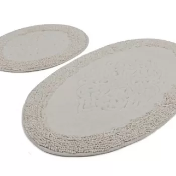 Set covoras de baie (2 bucati), Chilai, Piante Oval, Bumbac, Multicolor imagine