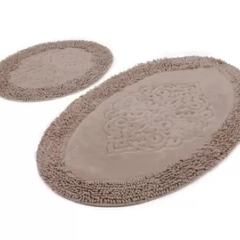 Set covoras de baie (2 bucati), Chilai, Piante Oval, Bumbac, Multicolor imagine