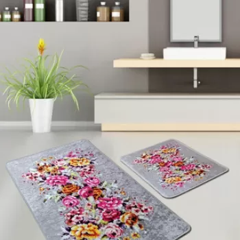 Set covoras de baie (2 bucati), Chilai, So?l, Catifea, Multicolor imagine