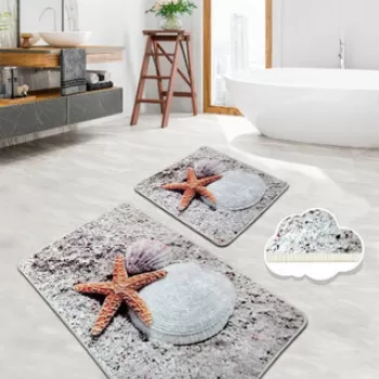 Set covoras de baie (2 bucati), Chilai, Starf?sh, Catifea, Multicolor imagine