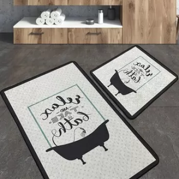 Set covoras de baie (2 bucati), Chilai, Take A Bath, Poliester, Multicolor imagine