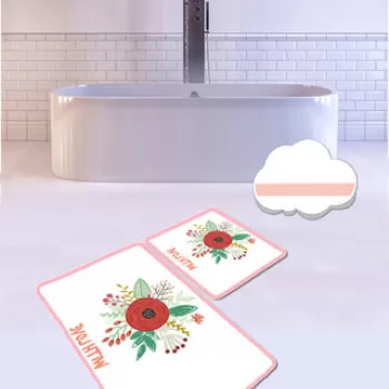 Set covoras de baie (2 bucati), Chilai, With Love, Catifea, Multicolor imagine