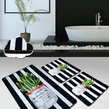 Set covoras de baie (3 bucati), Chilai, Aloevera, Catifea, Multicolor imagine