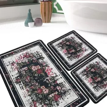 Set covoras de baie (3 bucati), Chilai, Arrosa, Poliester, Multicolor imagine