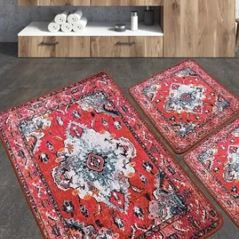 Set covoras de baie (3 bucati), Chilai, Authentic, Poliester, Albastru imagine