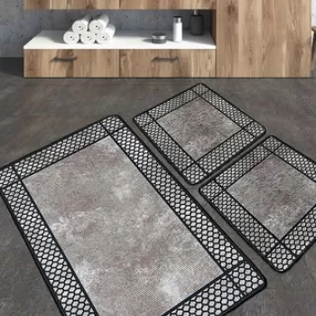 Set covoras de baie (3 bucati), Chilai, Beja, Poliester, Multicolor imagine