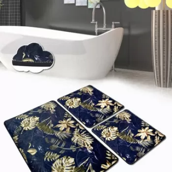 Set covoras de baie (3 bucati), Chilai, Blanket, Catifea, Multicolor imagine