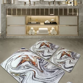 Set covoras de baie (3 bucati), Chilai, Blur, Catifea, Multicolor imagine