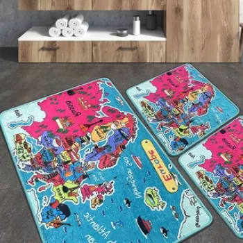 Set covoras de baie (3 bucati), Chilai, Carta, Poliester, Multicolor imagine