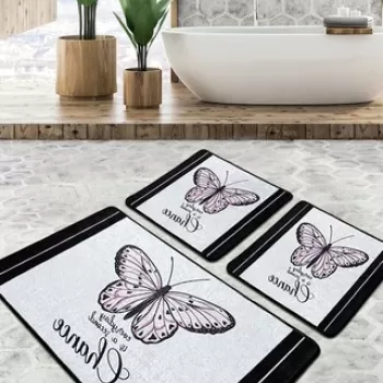 Set covoras de baie (3 bucati), Chilai, Change Djt, Poliester, Multicolor imagine