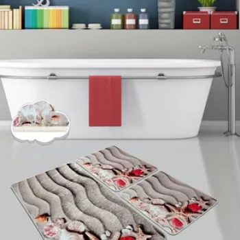 Set covoras de baie (3 bucati), Chilai, Coast, Catifea, Multicolor imagine