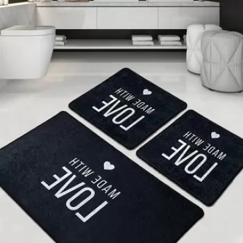 Set covoras de baie (3 bucati), Chilai, Con Amore Djt, Poliester, Multicolor imagine