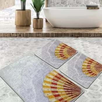 Set covoras de baie (3 bucati), Chilai, Concha Djt, Poliester, Multicolor imagine