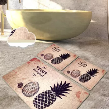 Set covoras de baie (3 bucati), Chilai, Ecuador, Catifea, Multicolor imagine