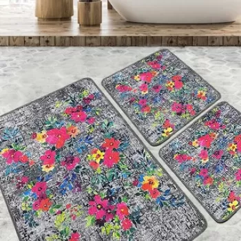 Set covoras de baie (3 bucati), Chilai, Etova, Poliester, Multicolor imagine