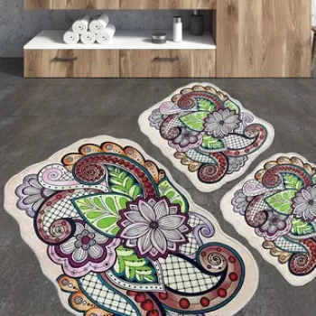 Set covoras de baie (3 bucati), Chilai, Forme, Poliester, Multicolor imagine