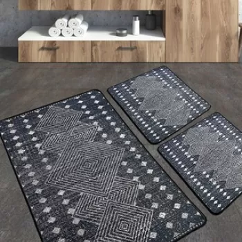 Set covoras de baie (3 bucati), Chilai, Geesle, Poliester, Multicolor imagine