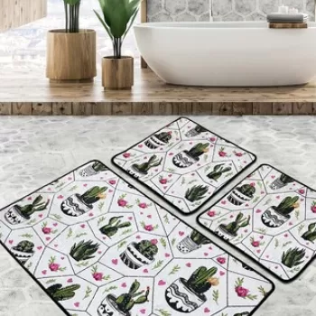 Set covoras de baie (3 bucati), Chilai, Glauce Djt, Poliester, Multicolor imagine