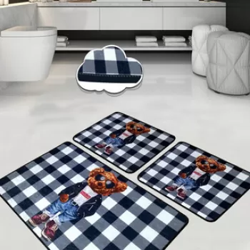 Set covoras de baie (3 bucati), Chilai, Heat, Catifea, Multicolor imagine