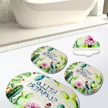 Set covoras de baie (3 bucati), Chilai, Hello Summer, Catifea, Multicolor imagine