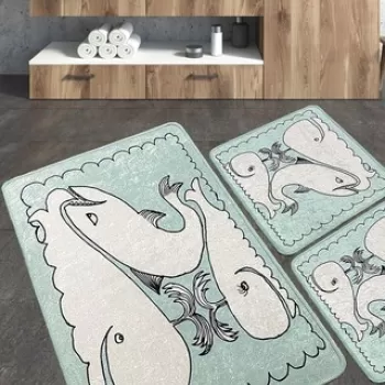 Set covoras de baie (3 bucati), Chilai, Helsinki, Poliester, Multicolor imagine