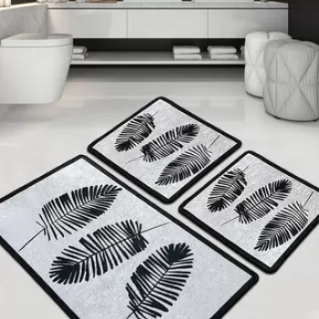 Set covoras de baie (3 bucati), Chilai, Hoja Djt, Poliester, Multicolor imagine