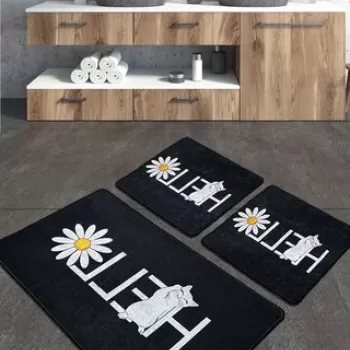 Set covoras de baie (3 bucati), Chilai, Hola Gato Djt, Poliester, Multicolor imagine