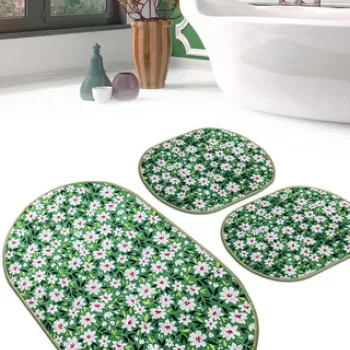 Set covoras de baie (3 bucati), Chilai Home, Cladant Djt, Poliester, Multicolor imagine